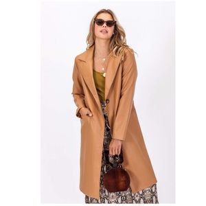 FAUX LEATHER COAT - CAMEL